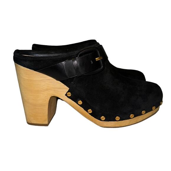 Brand New Veronica Beard Dacey Black Suede Clog Mules Size 9 - Picture 2 of 13